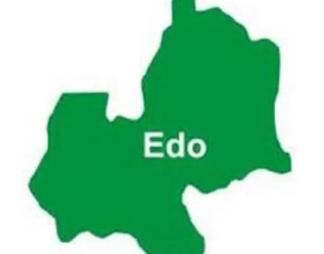 "Supporters of APC and PDP at campaign rallies ahead of the Edo State by-elections, holding party flags and banners in a crowded political gathering."