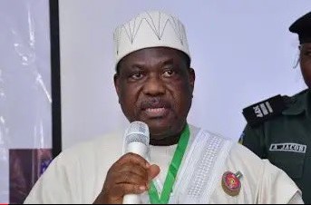 Senator George Akume addressing participants during a government-citizen engagement session in Kaduna, July 2025.