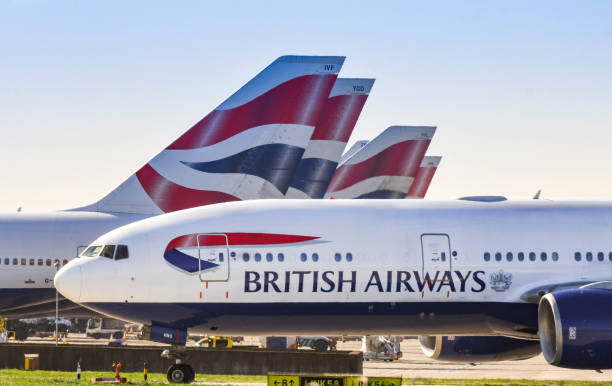 British Airways airplane on tarmac used in news about lost luggage court case in Nigeria
