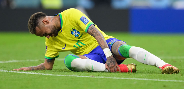 Neymar during injury recovery in 2023 after suffering a knee ligament injury on international duty with Brazil