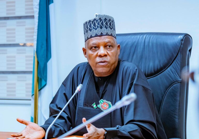 Vice President Kashim Shettima speaking at EFCC judicial workshop in Abuja.