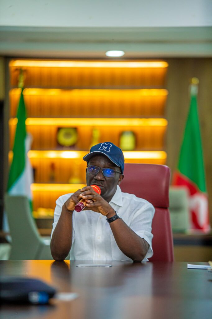 Governor Monday Okpebholo of Edo State meeting with IPMAN leaders after resolving the association’s leadership crisis and pledging to protect oil infrastructure.