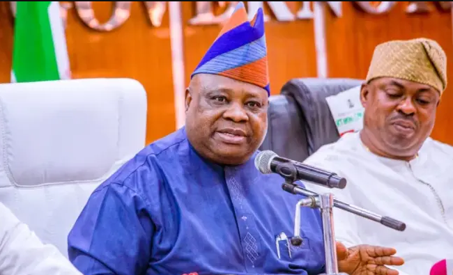 Governor Ademola Adeleke reportedly withdrawing from the PDP governorship race as party leaders hold meetings in Osun State.