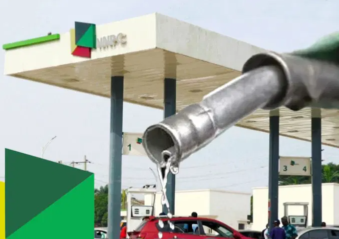 NNPCL fuel station displaying reduced petrol pump price after N80 price cut